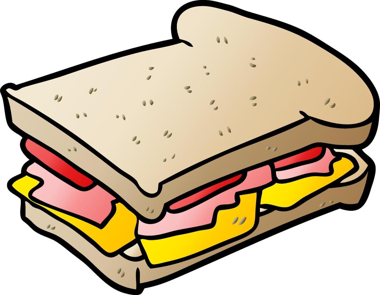 cartoon ham cheese tomato sandwich vector