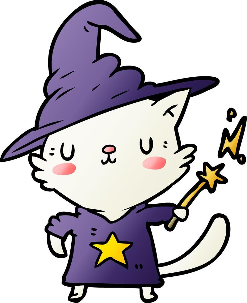 magical amazing cartoon cat wizard vector