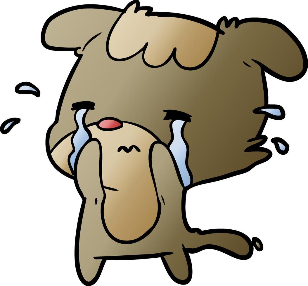 cartoon sad dog crying vector