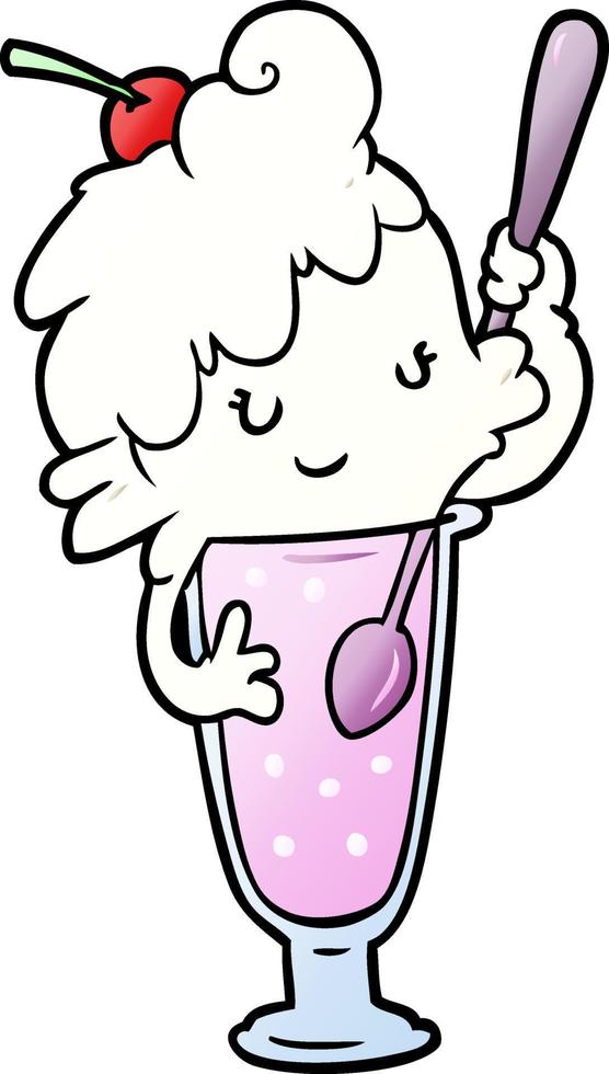 cartoon ice cream soda girl vector