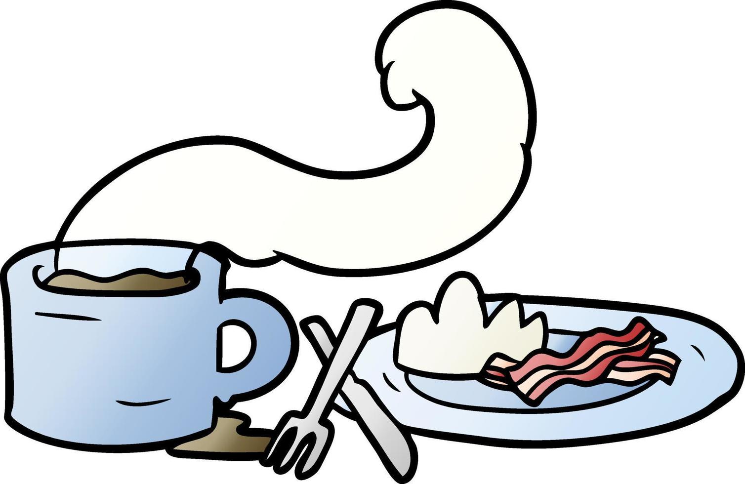 cartoon breakfast of coffee and bacon vector