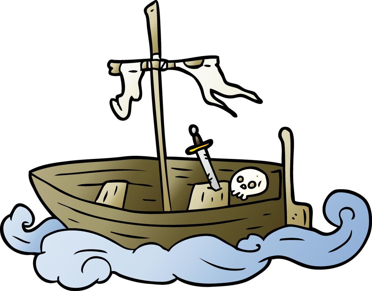 cartoon old shipwrecked boat vector