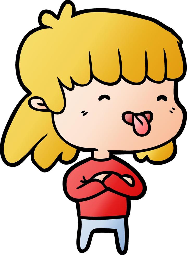 cartoon girl sticking out tongue vector