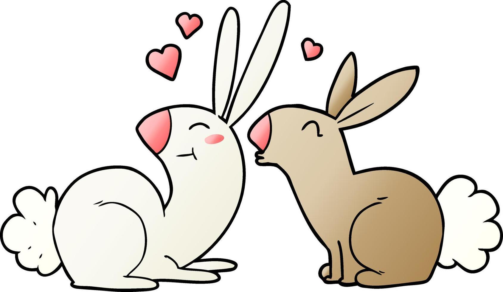 cartoon rabbits in love vector