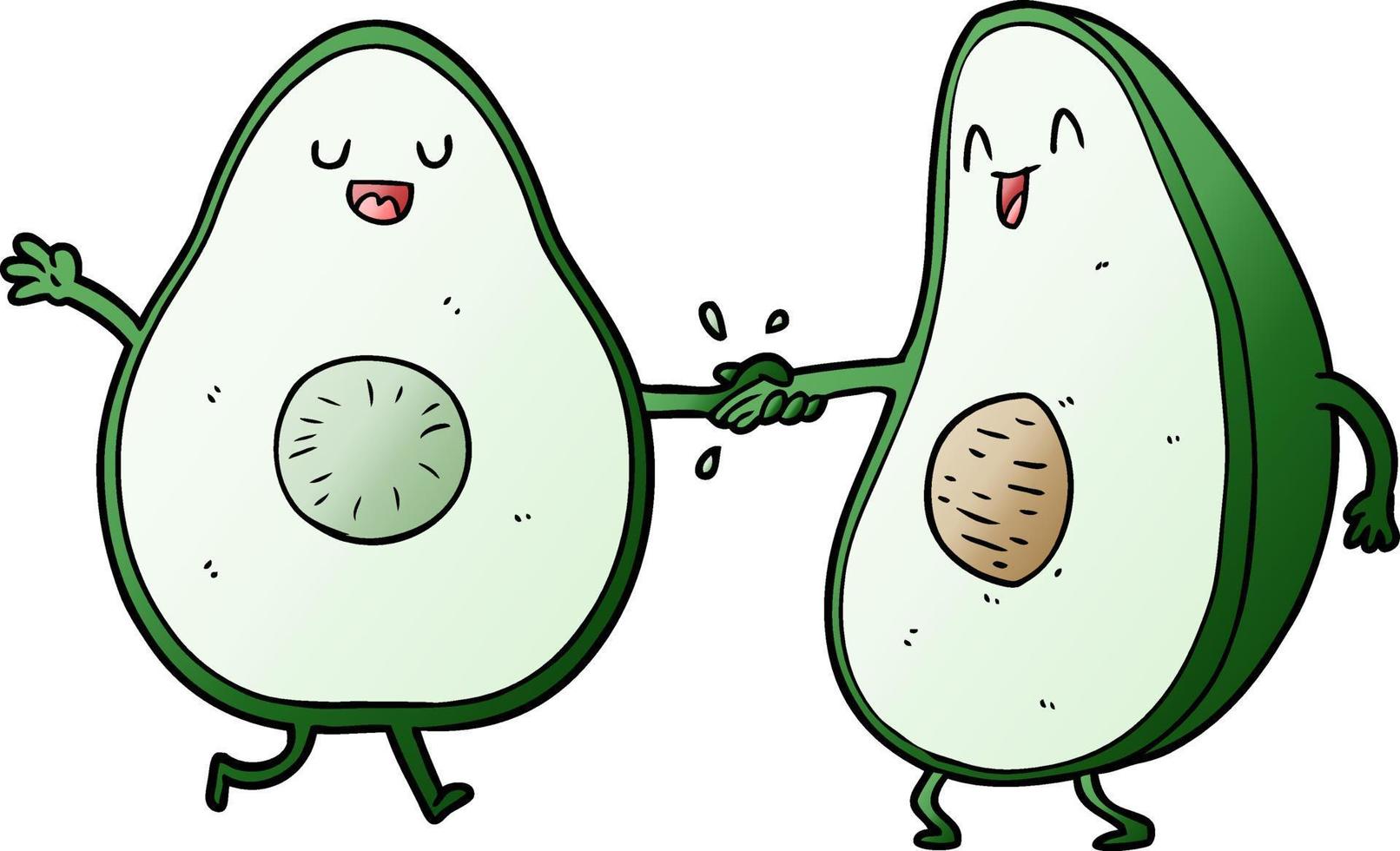 cartoon dancing avocados vector