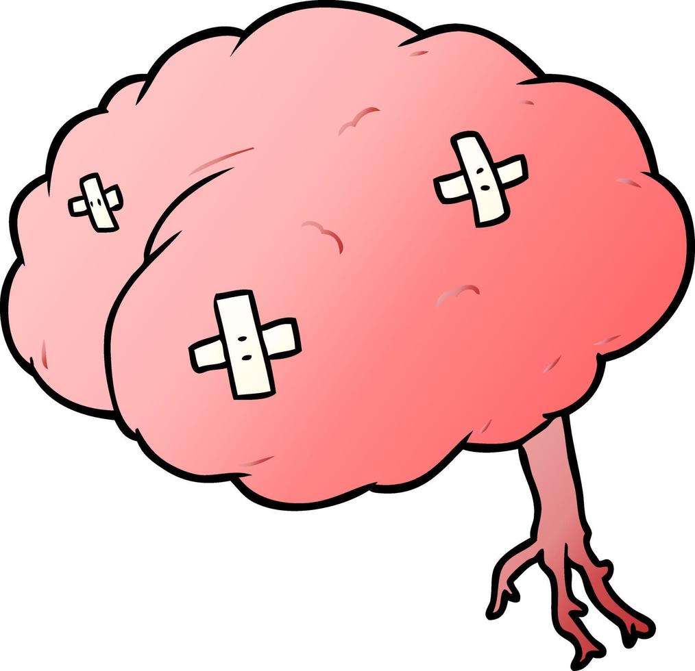 cerebro lesionado de dibujos animados vector