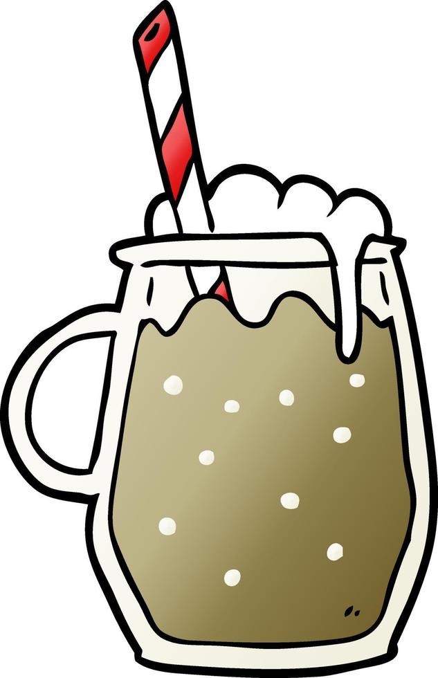 cartoon glass of root beer with straw vector