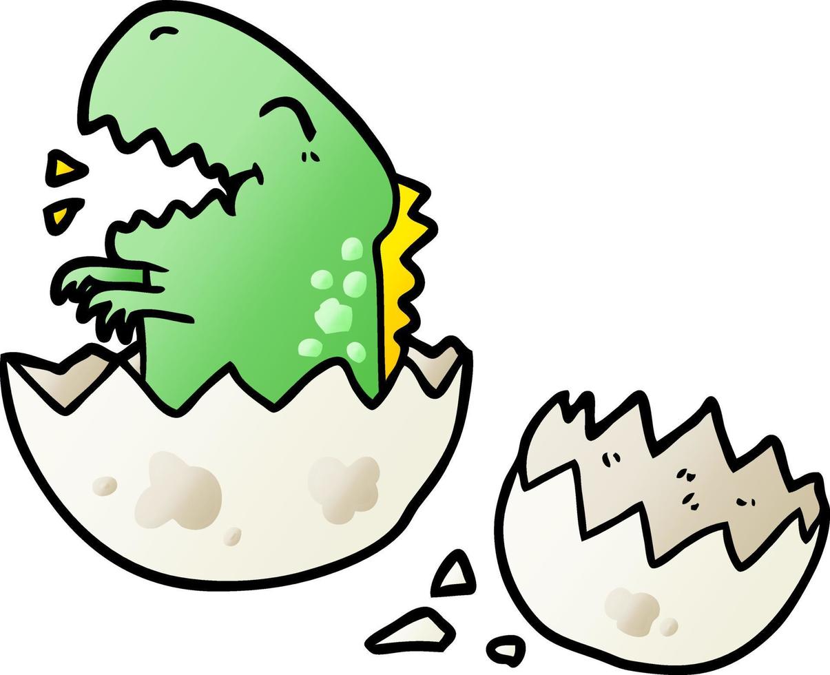 cartoon dinosaur hatching from egg vector