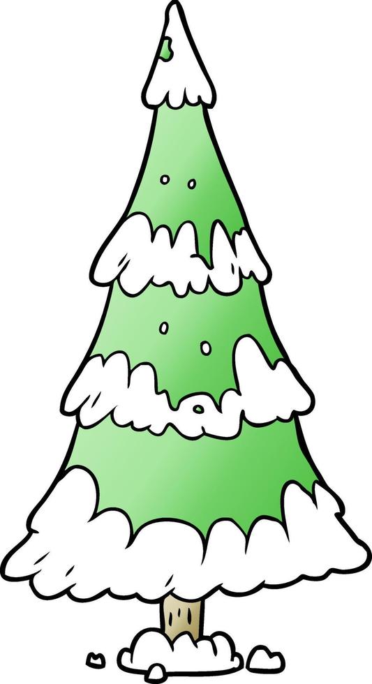 árbol de navidad cubierto de nieve de dibujos animados vector