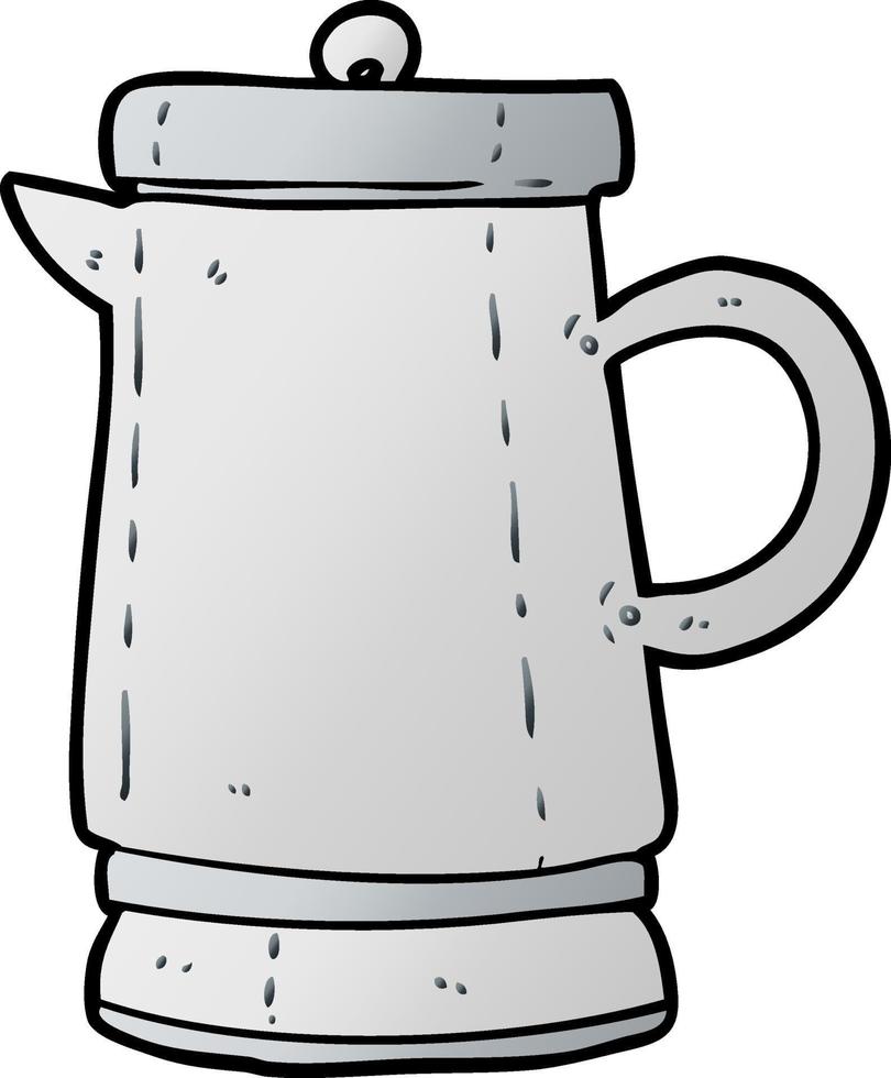 cartoon old metal kettle vector