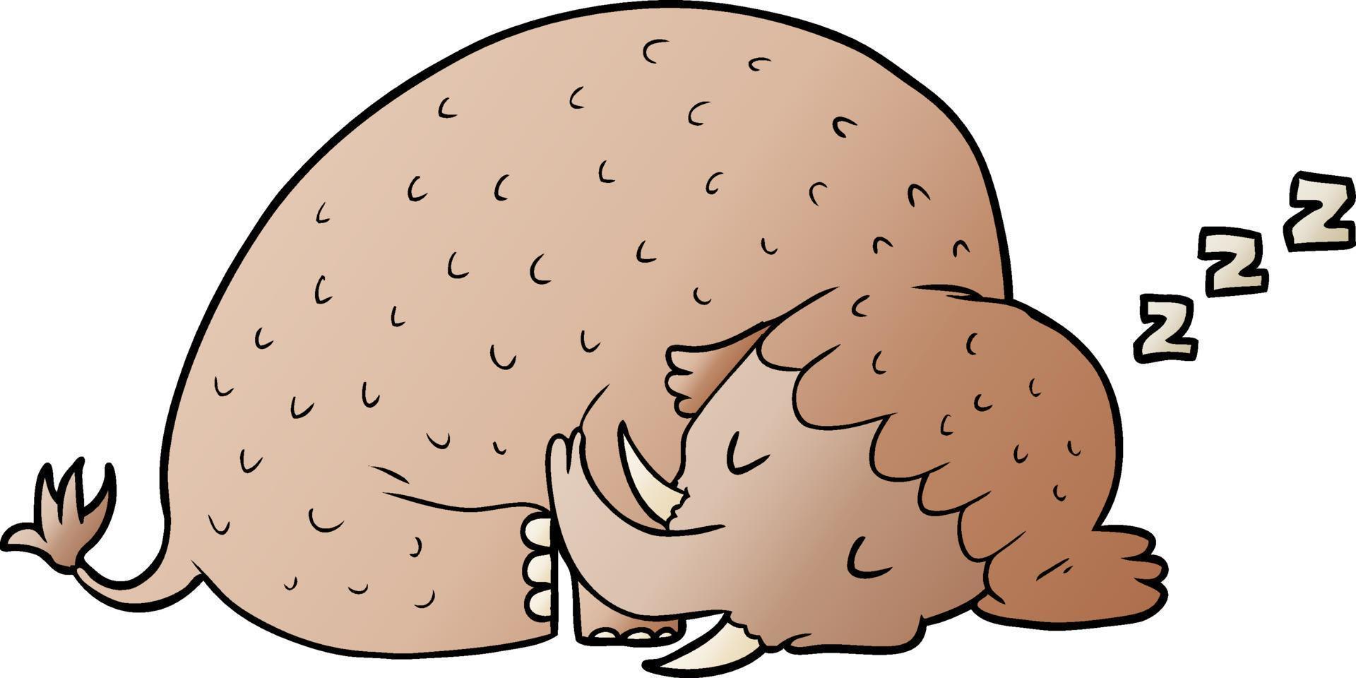 cartoon mammoth sleeping vector