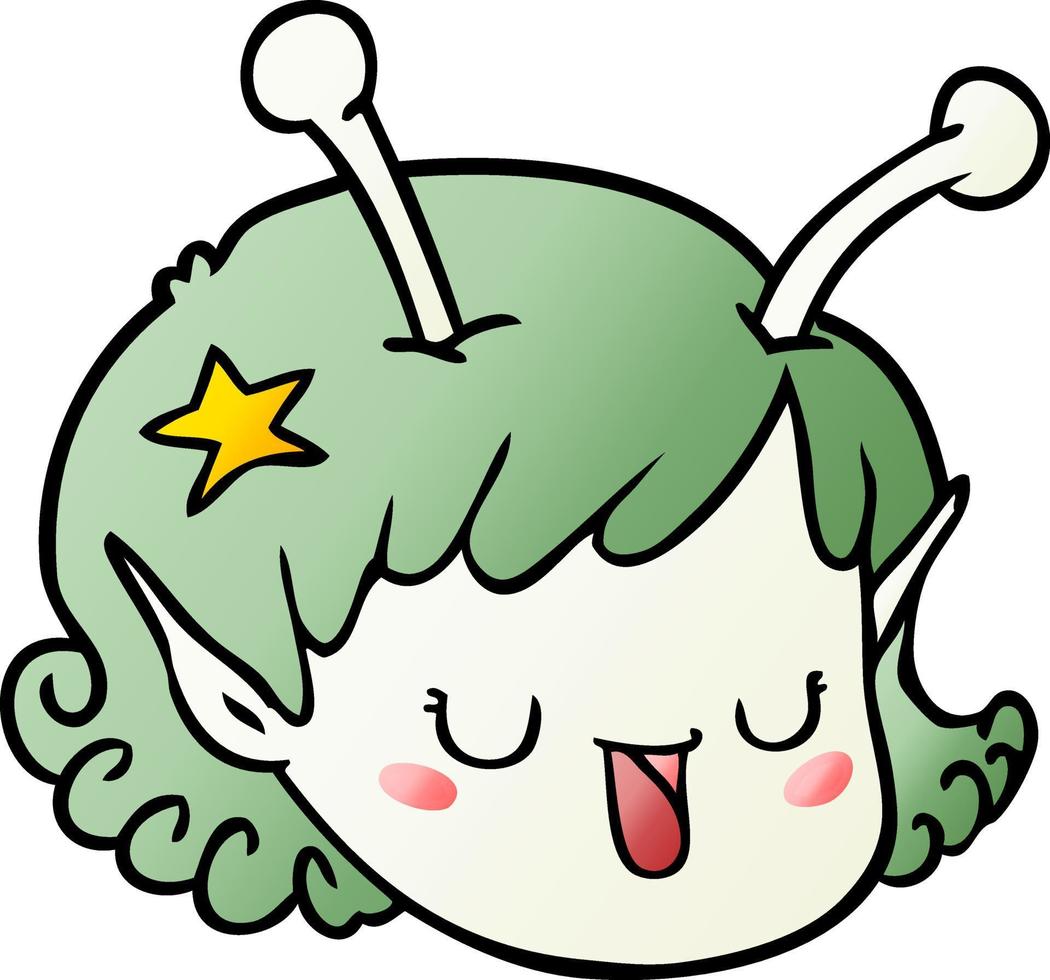 cartoon alien space girl face vector