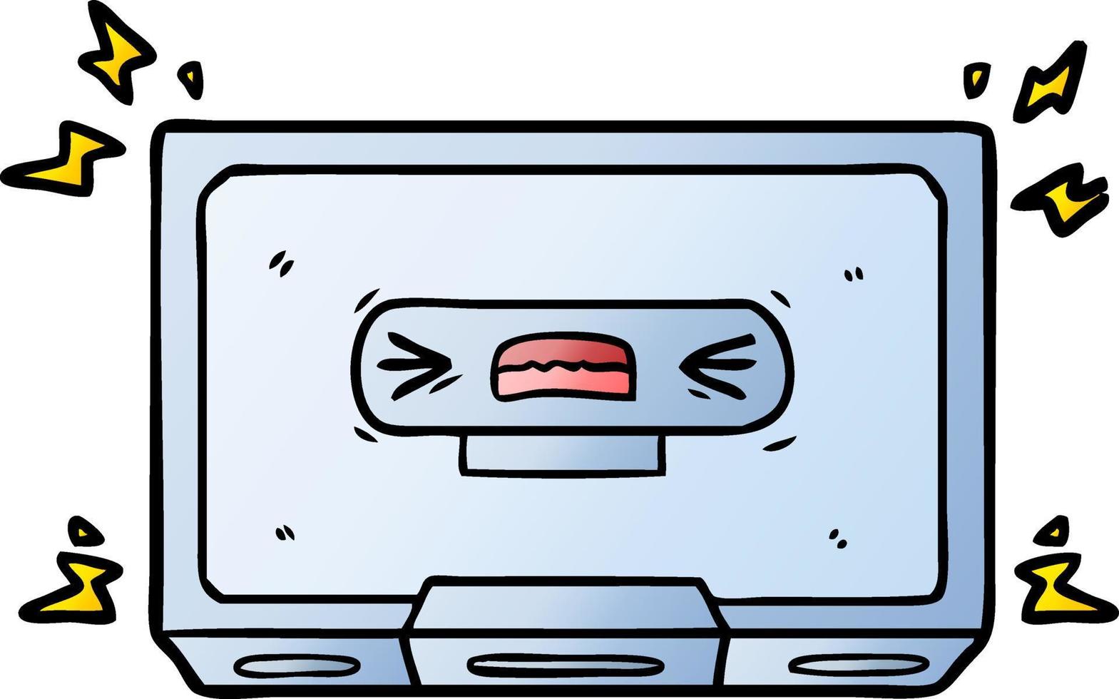 cartoon angry old cassette tape vector