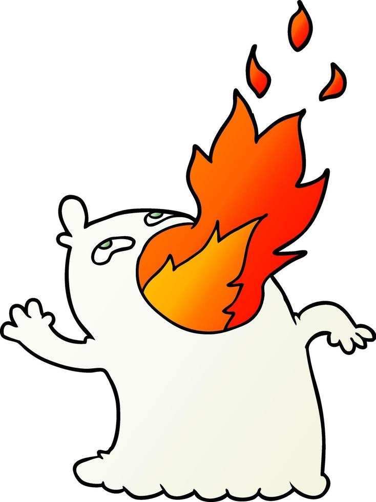 cartoon fire breathing ghost vector