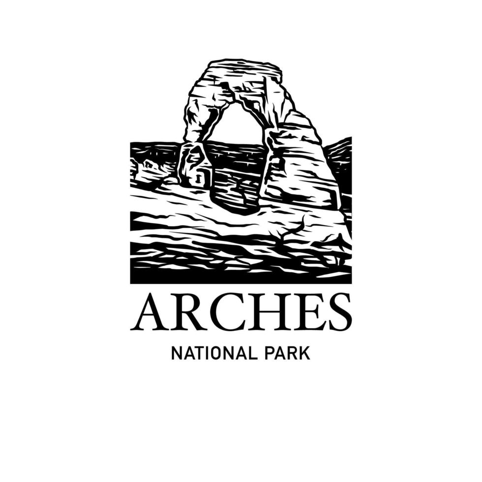 dibujo del logotipo del parque nacional arches, ilustración vectorial vector