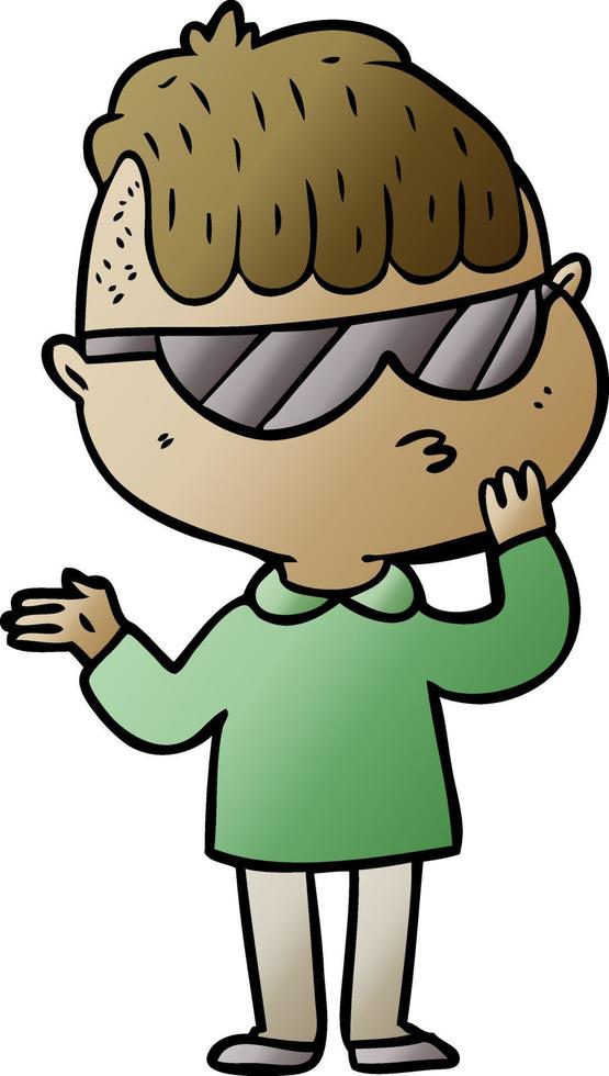 cartoon boy wearing sunglasses vector