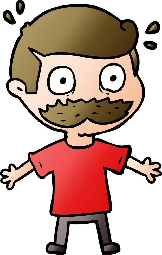 cartoon man with mustache shocked vector