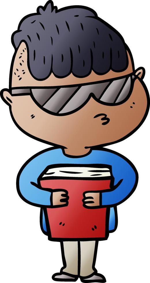 cartoon boy wearing sunglasses vector