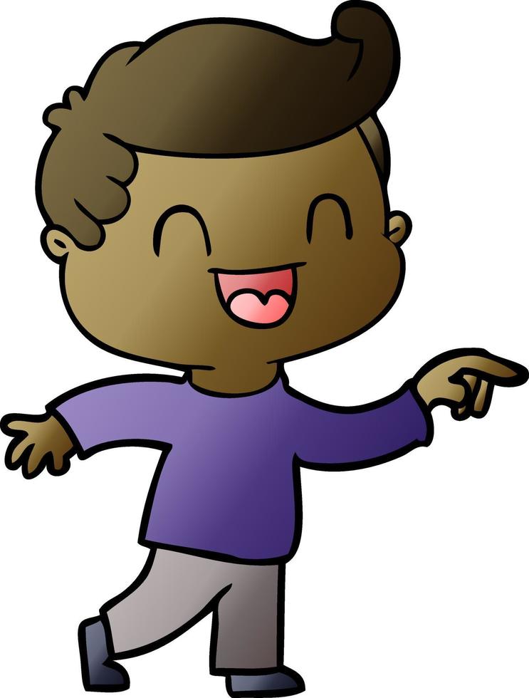 cartoon happy man pointing vector