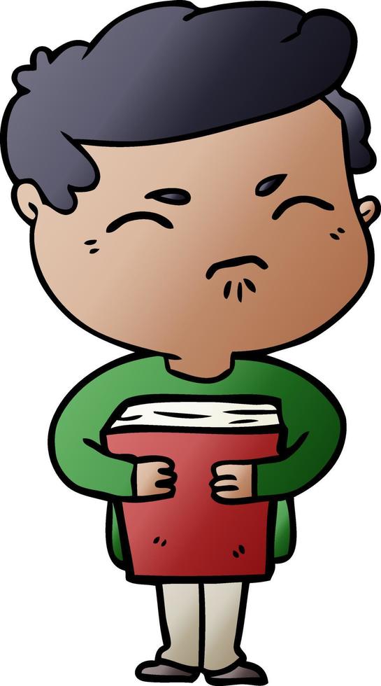 cartoon annoyed man with book vector
