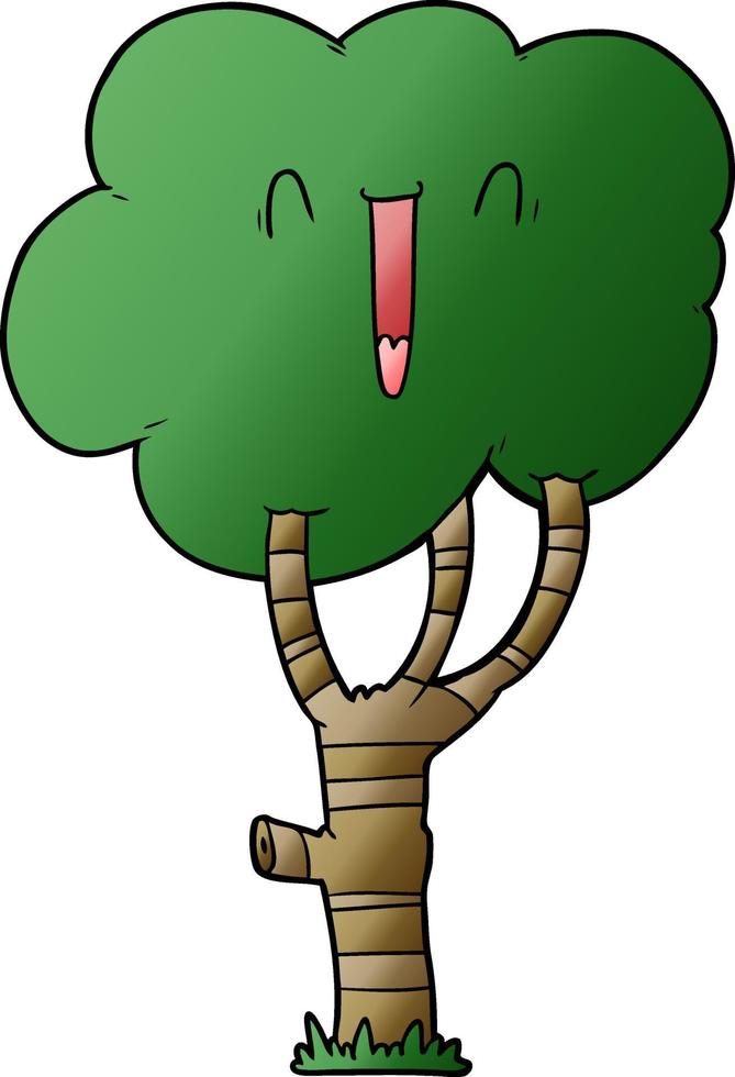 cartoon laughing tree vector