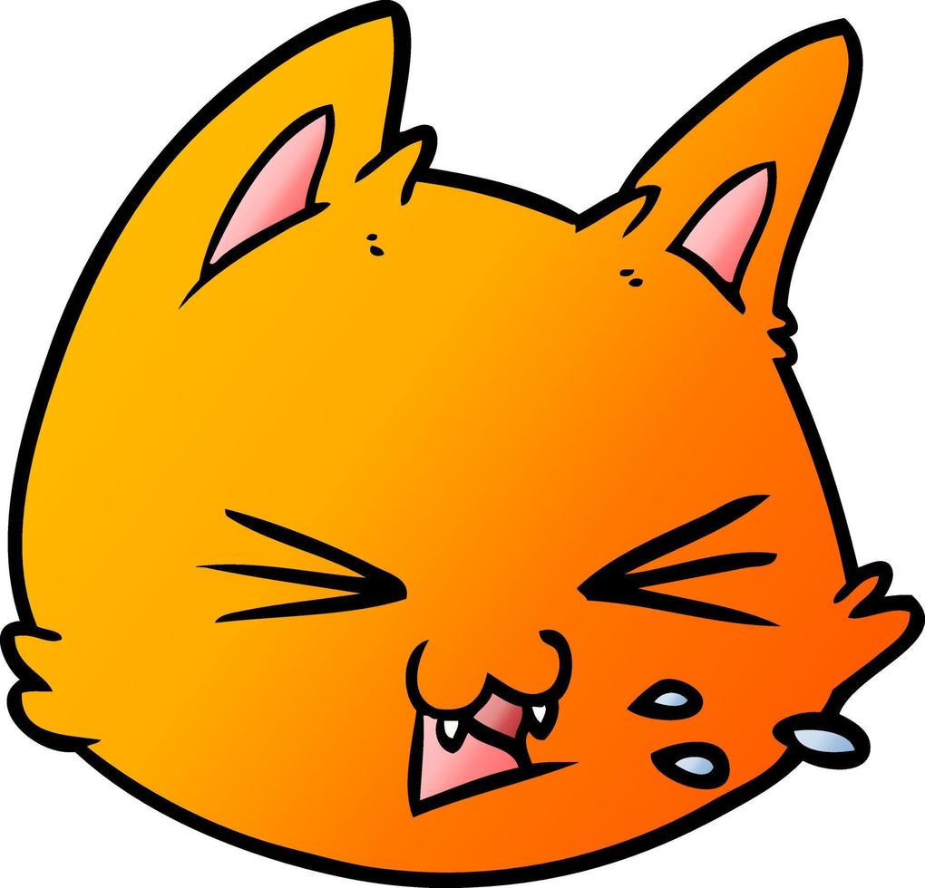 spitting cartoon cat face vector