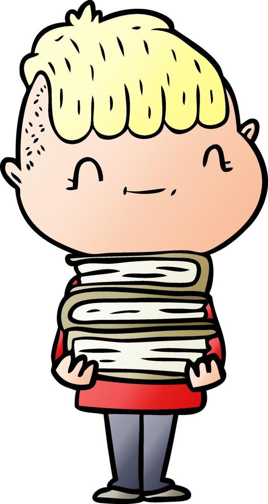 cartoon friendly boy with books vector