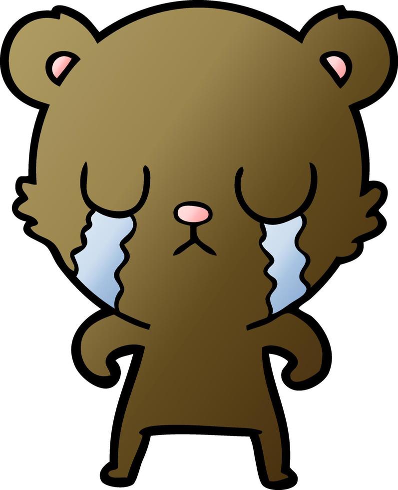 crying cartoon bear vector