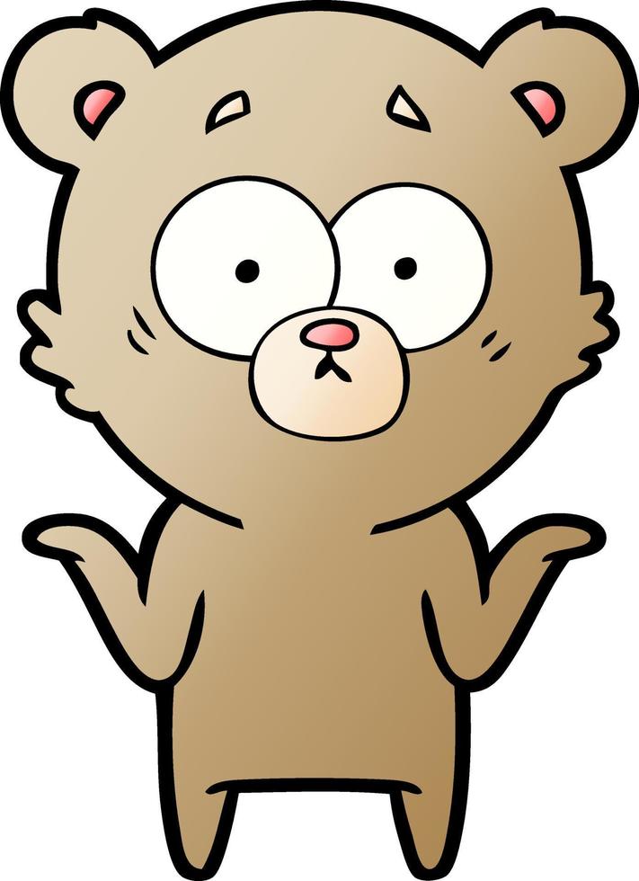 cartoon bear shrugging shoulders vector