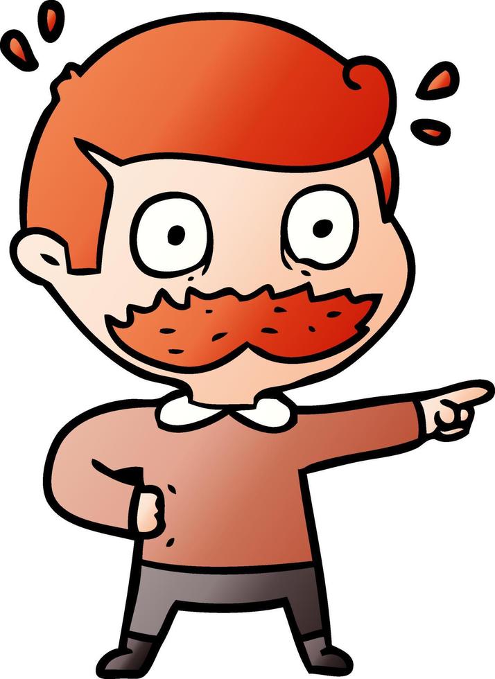 cartoon man with mustache shocked vector
