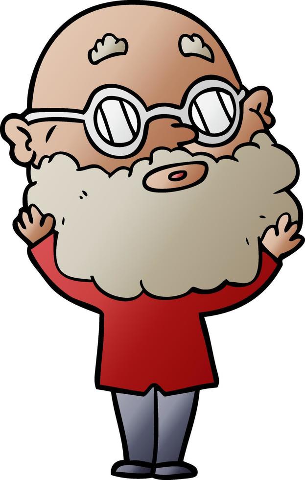 cartoon curious man with beard and glasses vector