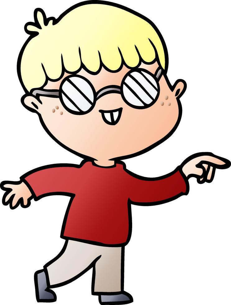 cartoon boy wearing spectacles vector
