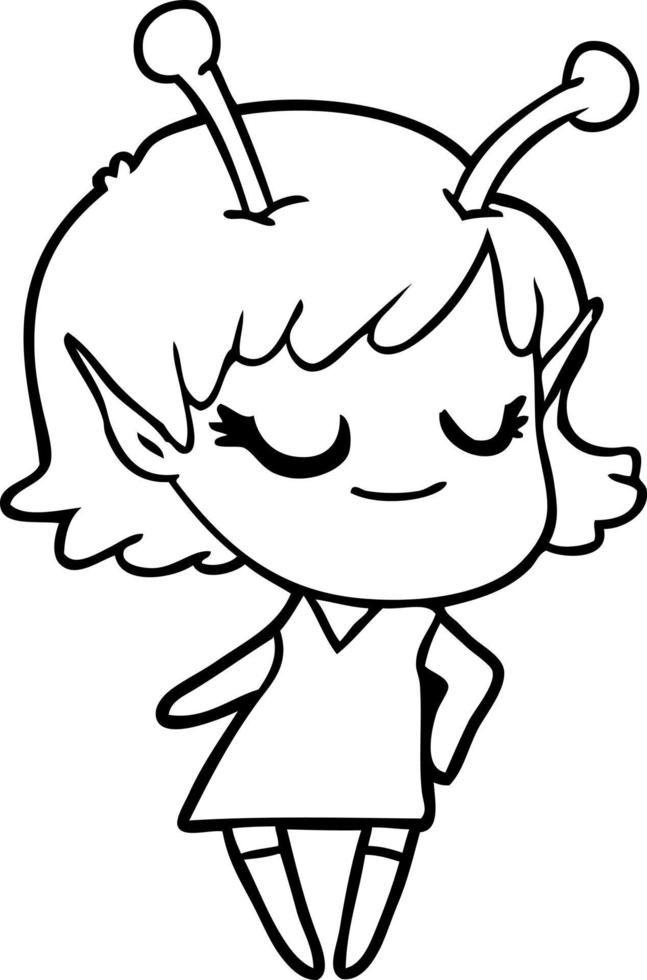 smiling alien girl cartoon vector