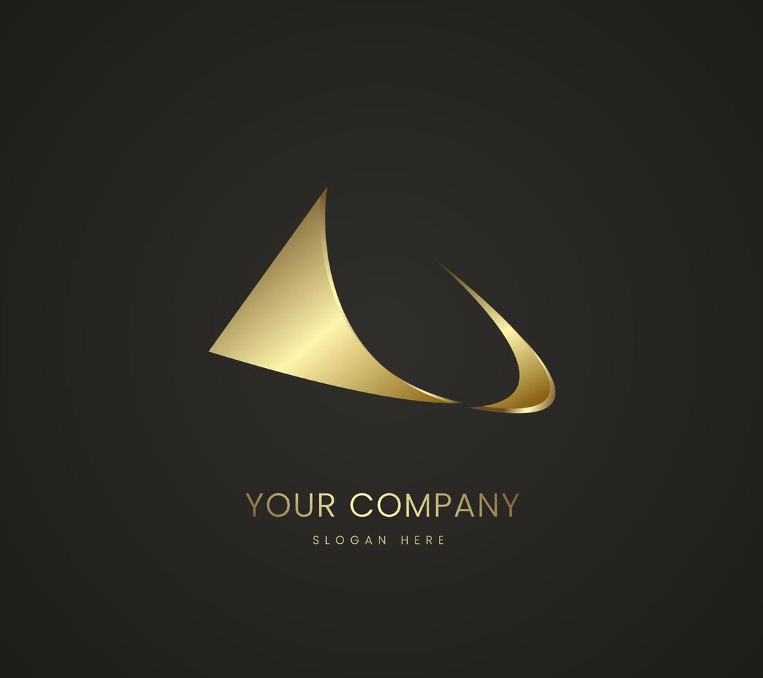 un logotipo de objeto de curva moderna de lujo, icono, diseño de forma abstracta de símbolo. un logotipo premium para empresa en plantilla vectorial. diseño de icono de vector de oro