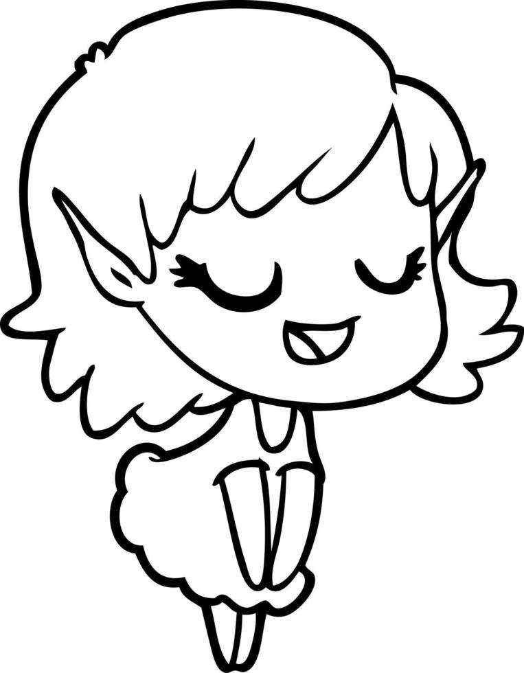 happy cartoon elf girl vector