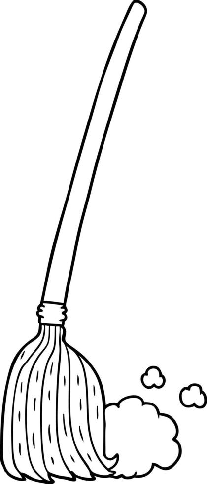 cartoon broom sweeping vector