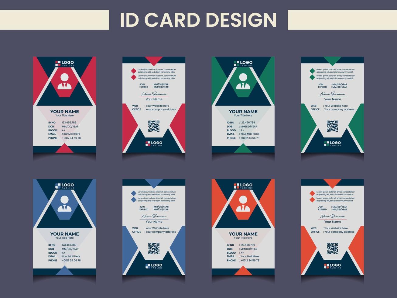 plantilla de diseño de tarjeta de identificación moderna creativa vector