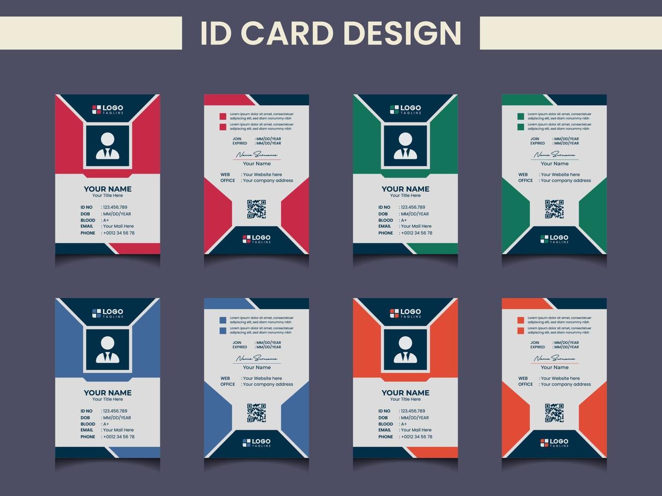 plantilla de diseño de tarjeta de identificación moderna creativa vector