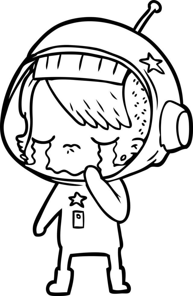 cartoon crying astronaut girl vector