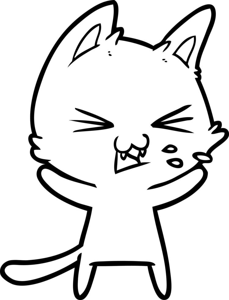 cartoon cat hissing vector