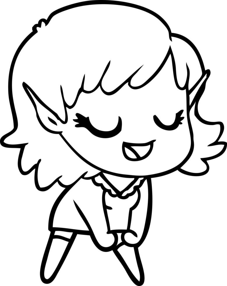 happy cartoon elf girl vector