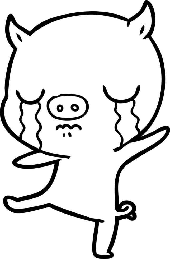 cartoon pig crying vector