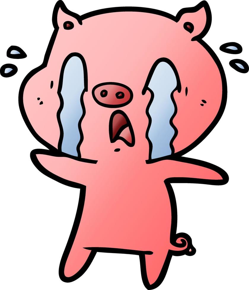 crying pig cartoon vector