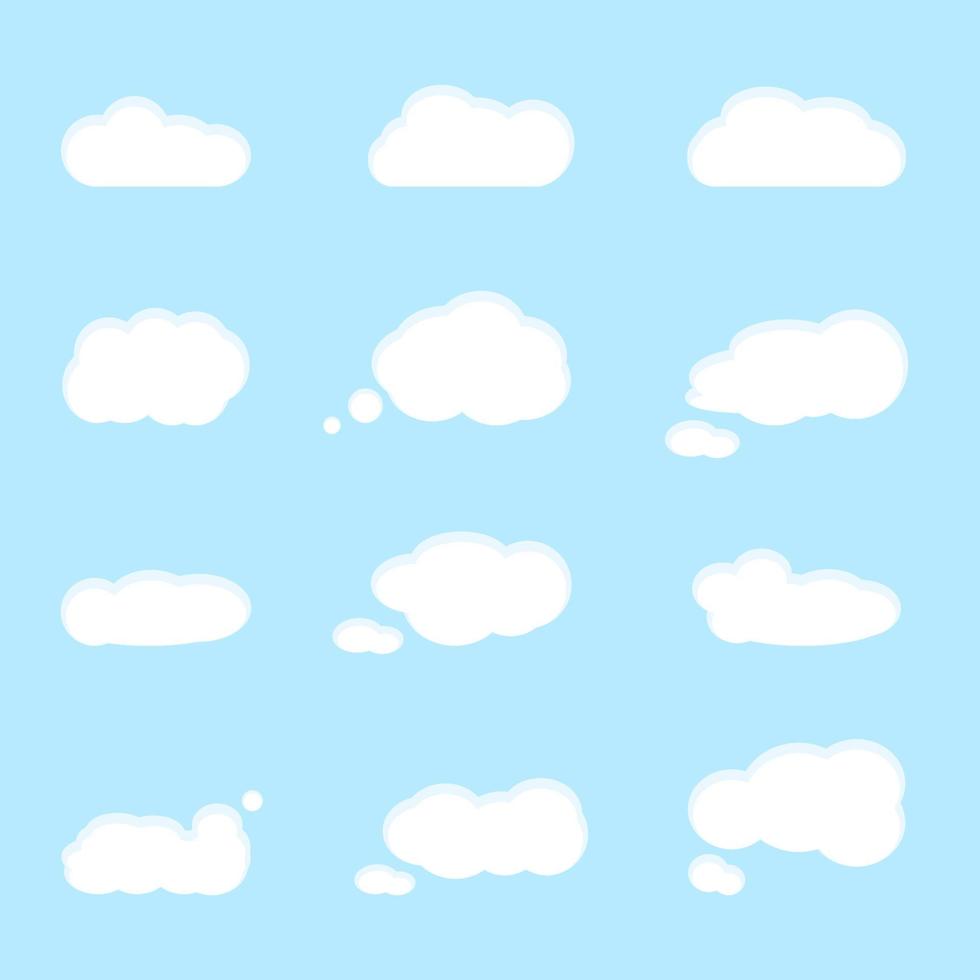conjunto de nubes realistas sobre fondo blanco vector