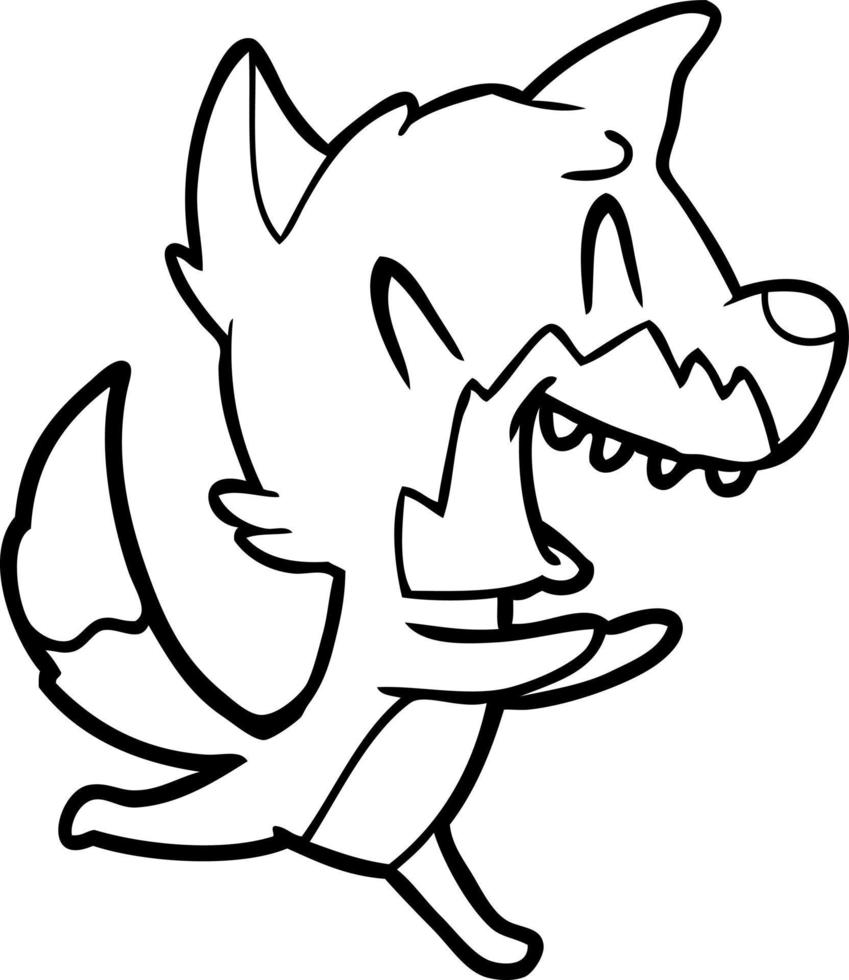 laughing fox running away vector