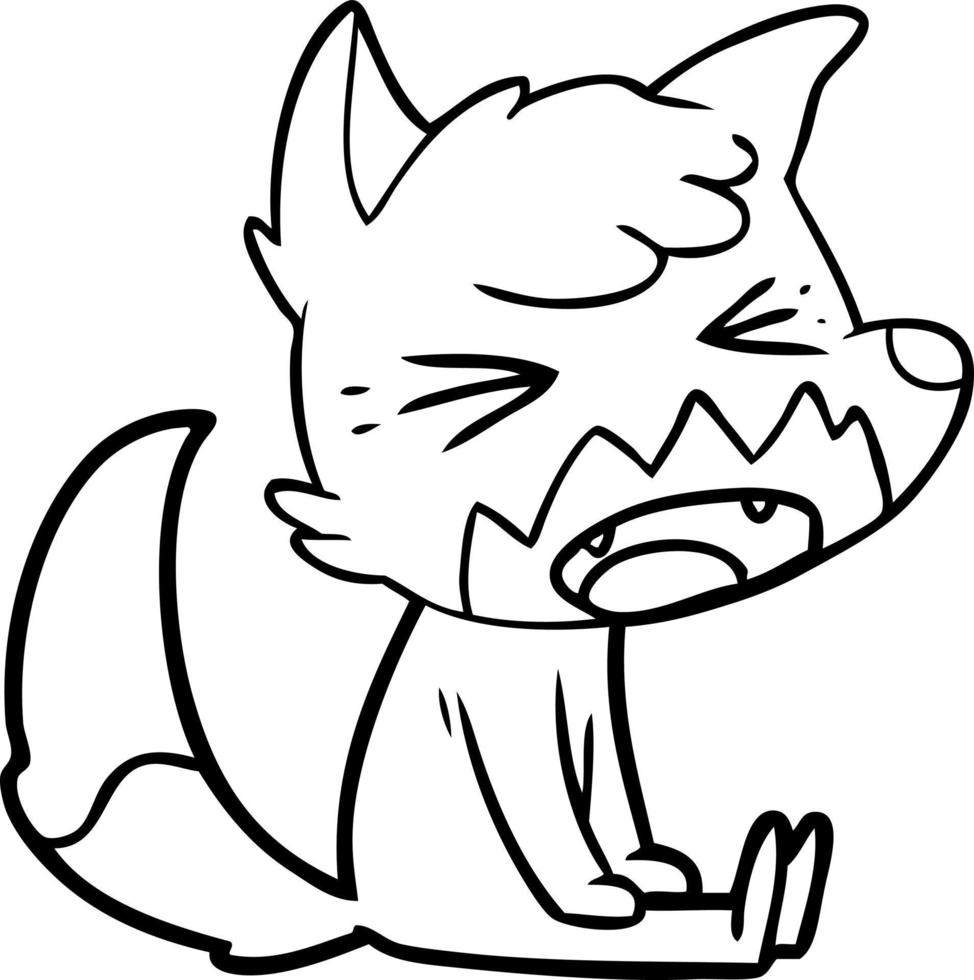 angry cartoon fox sitting vector