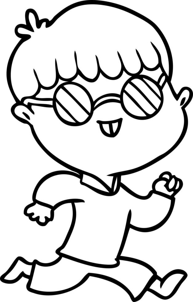 cartoon boy wearing spectacles vector