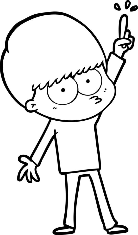 nervous cartoon boy with idea vector