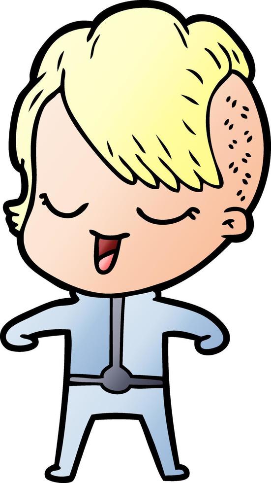 happy cartoon girl in futuristic clothes vector