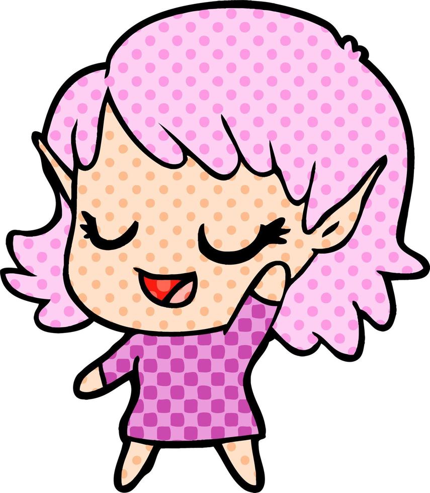 happy cartoon elf girl vector